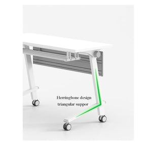 NIZAME Portable Office Table with Storage, Rolling Computer Workstation - White, 140 * 50 * 75cm