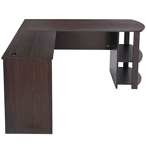 BJYX L-Shaped Computer Desk Corner Home Office Workstation Large Laptop Table Shelves