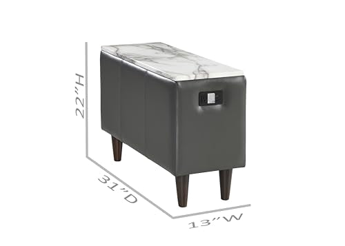 BREAKtime Reception Lounge Chairs Set with Charging Tables - Model 8131, 4pc, Graphite Gray Leather