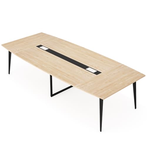 Tribesigns 8FT Large Boat Shaped Conference Table with Cable Grommets