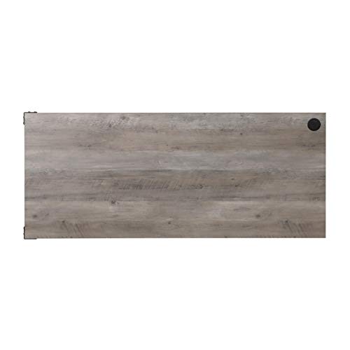 Knocbel Industrial L-Shaped Computer Desk with Sliding Barn Door Storage Cabinet, Home Office Workstation Writing Desk with Metal Legs, 65" L x 65" W x 31" H (Gray Oak and Black)