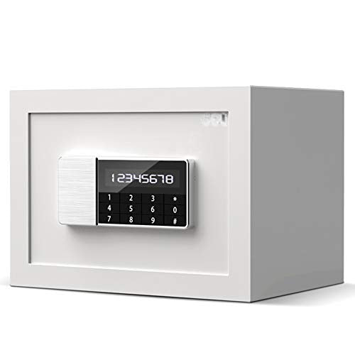 Safe Box | Fireproof Digital Lock Box Security Safe | Home Combination Electronic Steel Safe with Keypad | 2 Manual Override Keys | for Home, Business or Travel, White