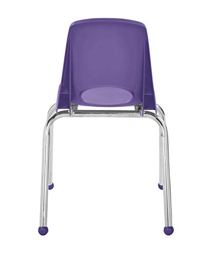 Factory Direct Partners FDP 16" School Stack Chair, Stacking Student Chairs with Chromed Steel Legs and Ball Glides - Purple (6-Pack), 10367-PU