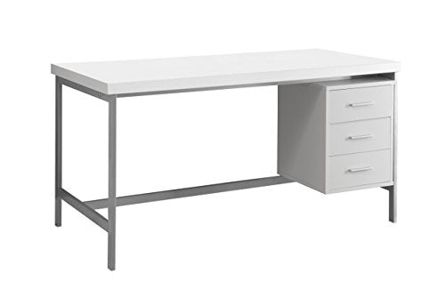 Monarch Specialties Hollow-Core/Silver Metal Office Desk, 60", white