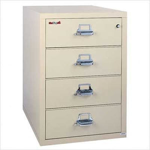 FireKing Fireproof 4-Drawer Vertical File Cabinet - Taupe Finish, E-Lock