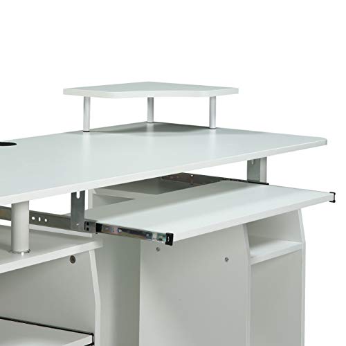 FURLKHY Computer Desk with Drawers, Wood Frame Home Office Desk with Spacious Desktop