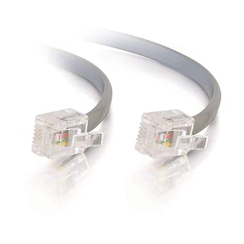 BoltLion RJ11 Modular Premium Telephone Cable 50 Feet [Data, 6P4C, Straight] - Silver, 100 Pack