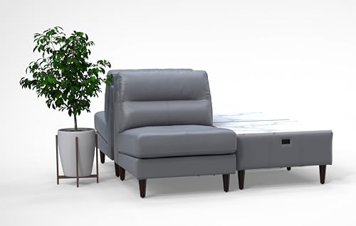 BREAKtime 2 Person Waiting Reception Lounge Chairs Set with Charging Tables - Model 8139, Graphite Gray Leather