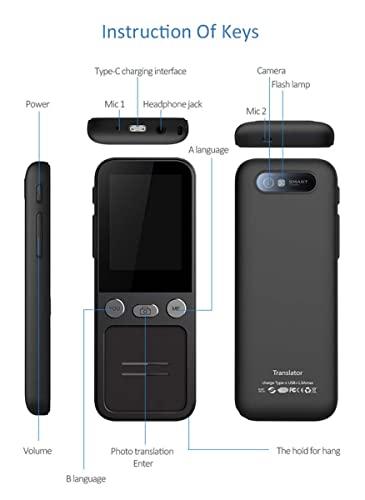 UsmAsk Language Translator Device - Offline & Online Translation - Photo Translation - Recording - Work, Study, Travel - Happy Gift