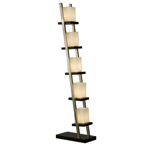 NOVA of California 11815 Escalier Contemporary Wood Floor Lamp, Dark Brown and Silver Finish, Ambient Light for Modern Living Rooms and Corner Lighting