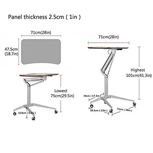 GaRcan Mobile Laptop Desk Cart with Wheels, Walnut Color 28 Inches