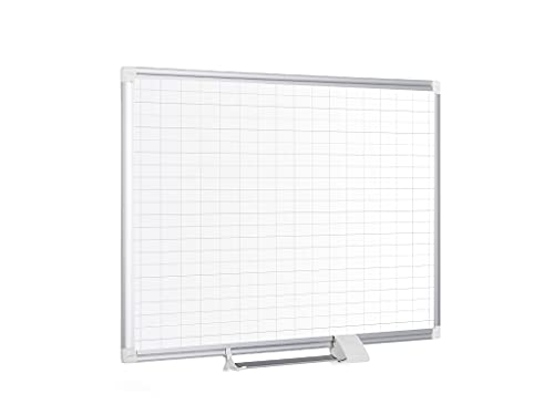 MasterVision Planning Board Porcelain Dry Erase Magnetic 1" x 2" Grid, 36" x 48", Whiteboard with Aluminum Frame