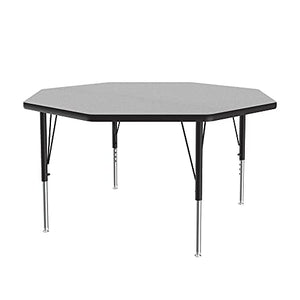 Correll 48" Octagon Shaped Classroom Activity Table, Adjustable Height, Gray Granite Durable Thermal Fused Laminate, School Furniture,ABZ48TF-OCT-15