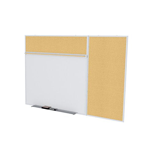 Ghent 4 x 6 Feet Combination Board, Porcelain Magnetic Whiteboard and Natural Cork Bulletin Board , Made in the USA