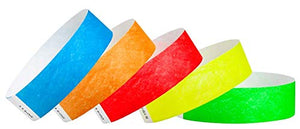 WristCo 3/4" Tyvek Wristbands Variety Pack | Lightweight |Durable | Waterproof | Great for Events and Screening | Green, Yellow, Red, Orange, Blue | 40,000 Paper Wristbands