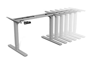 VaRoom Highrise Heavy Duty Electric Height Adjustable Steel Frame Base for Ergonomic Sit to Stand Desk-Expanded Height & Width Adjustment Range, Silver