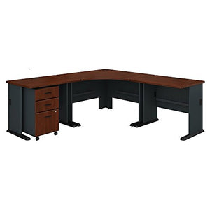 Bush Business Furniture Series A 84W x 84D Corner Desk with Mobile File Cabinet in Hansen Cherry and Galaxy