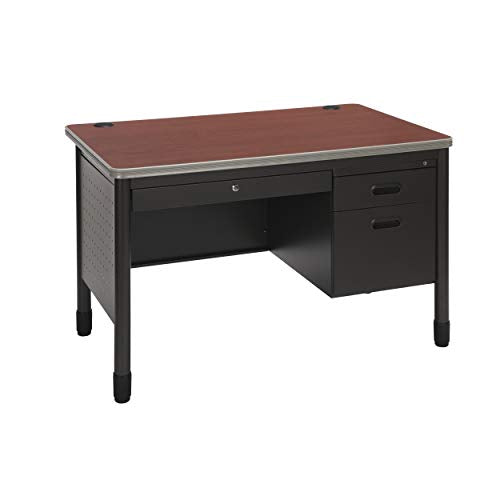 OFM Mesa Series Steel Teacher's Desk with Laminate Top, 3-Drawer Single Pedestal, in Cherry (66348-CHY)