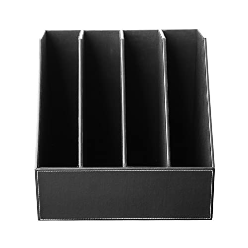 WFJDC Business Leather Quadruple File Holder Column Frame Shelf Desktop Storage Frame Book Office Supplies (Color : Black)
