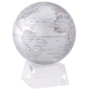 6" Silver Earth MOVA Globe with Medium Crystal Base