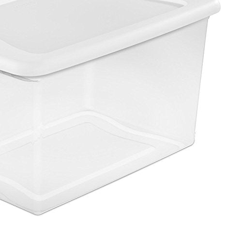 Sterilite 64 Quart Latching Plastic Storage Box, Clear w/ Blue Latches (24 Pack)
