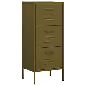 Youuihom Free-Standing Storage Cabinet with Drawers, Olive Green Steel 16.7"x13.8"x40