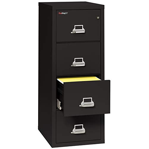 FireKing Fireproof Vertical File Cabinet, Letter, 4 Drawers, 31.5" D Parchment