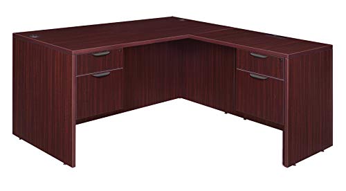Regency Legacy 71-inch Double Pedestal L-Desk with 35-inch Return- Mahogany