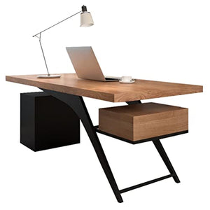 cxkjp Solid Wood Computer Desk with Drawers, Home Office Industrial Furniture - 220x90x75cm