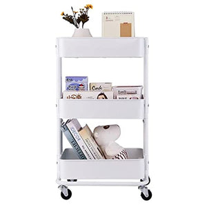 VejiA 3 Tier Rolling Metal Utility Cart with Wheels