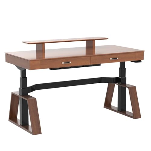 EUREKA ERGONOMIC 63" Executive Standing Desk with Drawers and Monitor Stand, Walnut