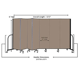 Norwood Commercial Furniture Freestanding Portable Partitions - 7 Panels (6' H x 13' 1" L), NOR-P607-CM - Tan