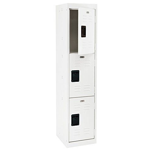 BUDDY Products Sandusky Lee 3 Tier Welded Steel Storage Locker, 66" Height, White (LF3B151866-22BP)