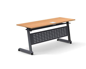 Team Tables Folding Training Seminar Table with Z-Base, Power+USB Outlet, and Fold+Nest Feature