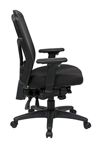 Office Star ProGrid High Back Managers Chair with Adjustable Arms, Multi-Function and Seat Slider (Black)