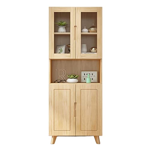 HARAY Glass Door Bookshelf Floor-to-Ceiling Multi-Layer Bookcase (Color: C)