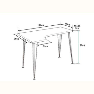 L-Shaped Computer Desk Office Computer Desk, Corner Pc Laptop Workstation Study Table Gaming Desk, for Home and Office, with Wood and Iron Shelves, Triangular Mechanical Design.