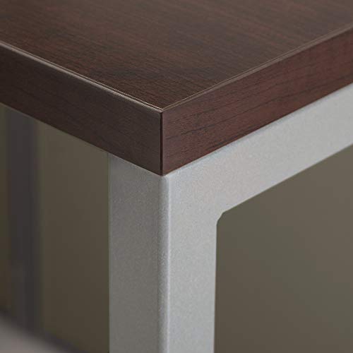 Bush Business Furniture Easy Office 60W L Shaped Desk Open Office with Mobile File Cabinet in Mocha Cherry