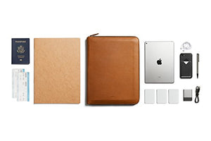 Bellroy Work Folio A4 (Premium Leather Portfolio, Zipper Closure, Organizers A4 Notebooks, Pens, Phone, Cards & More) - Caramel