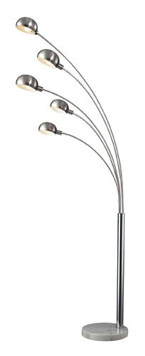 Dimond D2173 45-Inch Width by 83-Inch Height Penbrook Arc Floor Lamp in Silver Plating with White Marble Base and Chrome Shade