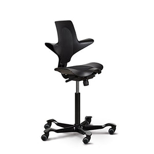 HAG Capisco Puls Adjustable Standing Desk Chair - Black Frame - Black Partial Cushion by HAG