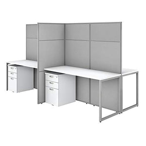 Scranton & Co White 4 Person Desk with Storage and 66H Panels