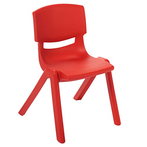 ECR4Kids 12 inch Plastic Stackable Classroom Chairs, Indoor/Outdoor Resin Stack Chairs for Kids, Red (10-Pack)