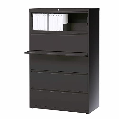 Lorell Fortress Lateral File Cabinet, 36x18-5/8x67-11/16", Charcoal