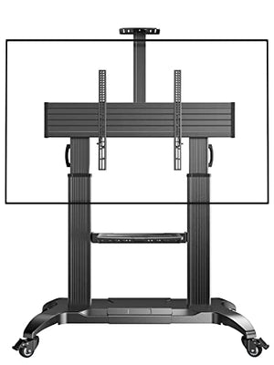 Perlegear Rolling TV Stand for 55-100 inch TVs up to 200 lbs, Aluminum Heavy-Duty Mobile Cart with Wheels, Adjustable Height, Max VESA 1000x600mm