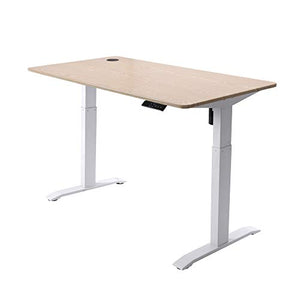 UNICOO - Electric Height Adjustable Standing Desk, Standing Workstation Home Office Sit Stand Up Desk with 4 Pre-Set Memory Display Controller (Light Oak Top/White Legs-Electric-KT1001)