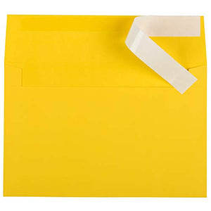 JAM PAPER A9 Colored Invitation Envelopes with Peel & Seal Closure - 5 3/4 x 8 3/4 - Yellow Recycled - Bulk 1000/Carton