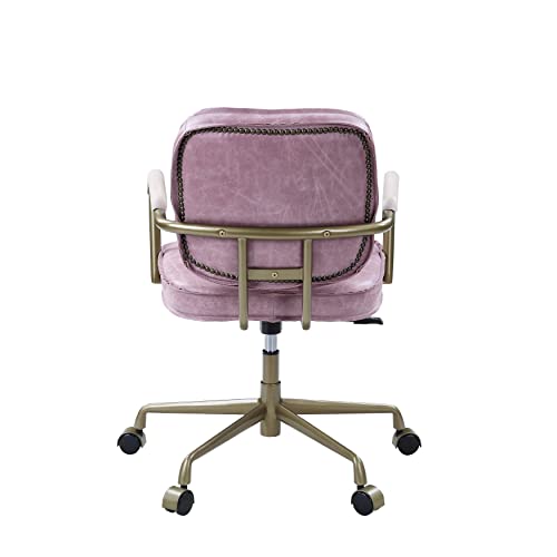 Generic Vintage Industrial Style Swivel Leather Office Chair - Pink Abstract Mid-Century Modern
