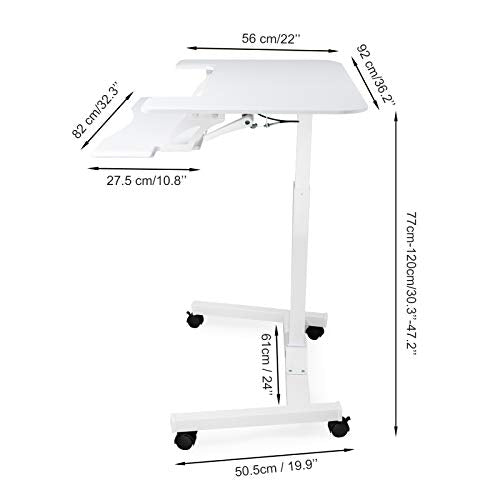 Mokylor Mobile Stand Up Desk, Height Adjustable Laptop Desk Home Office Workstation with Storage Tray, Muti-Purpose Rolling Presentation Cart Podium Lectern with Wheels