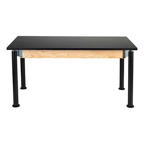 Learniture 30" W x 60" L Adjustable-Height Science Lab Table w/Chemical Resistance Top, Black